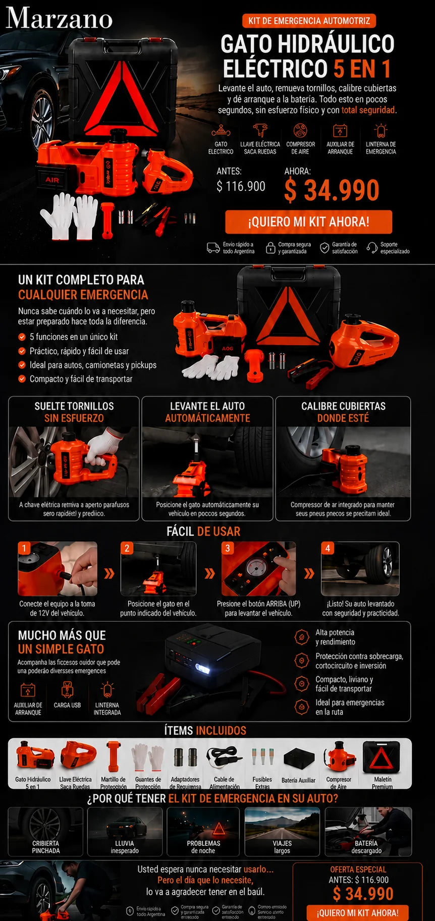 Contenido del kit de emergencia 5 en 1