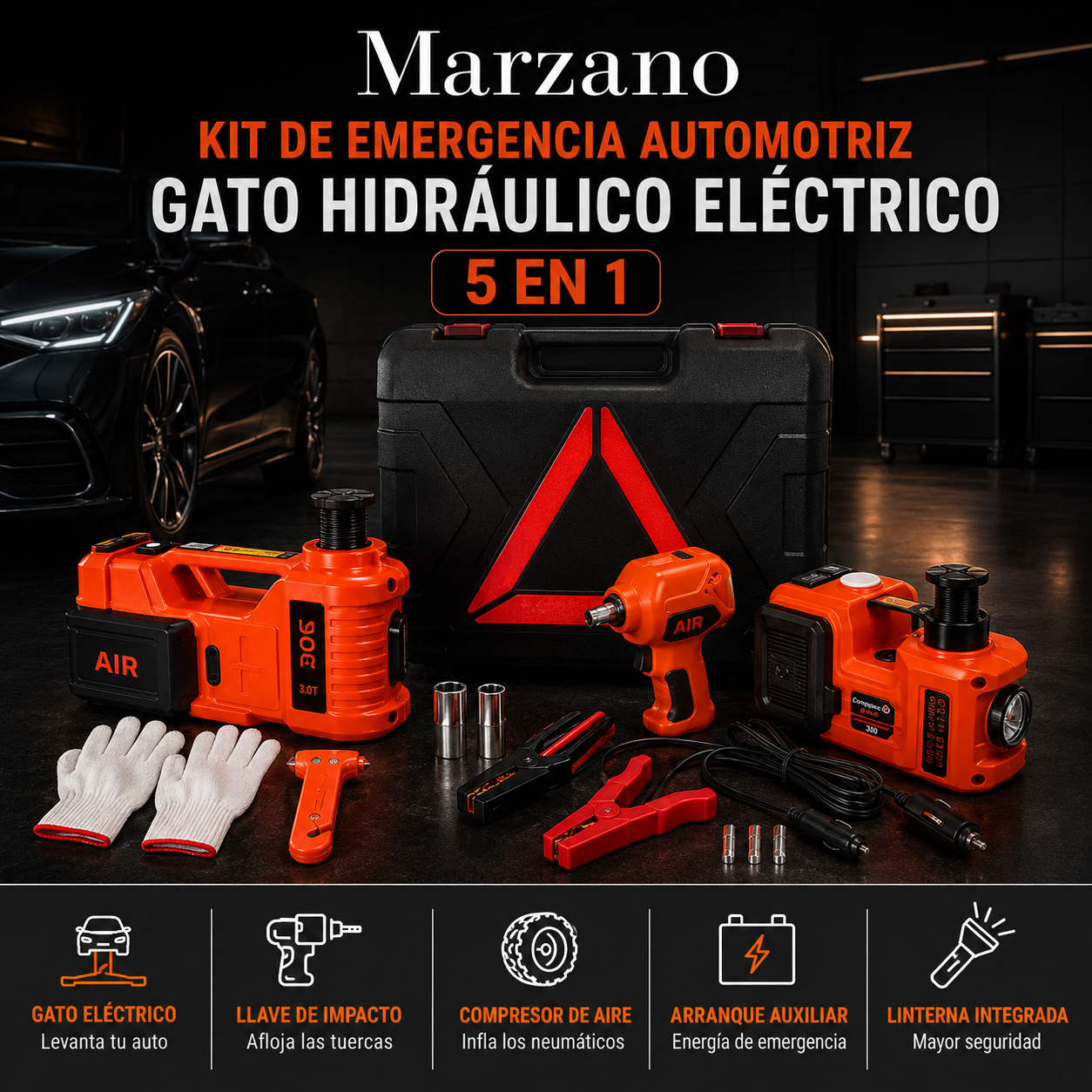 KIT DE EMERGENCIA - Gato Hidráulico Eléctrico 5 en 1 — imagen 1